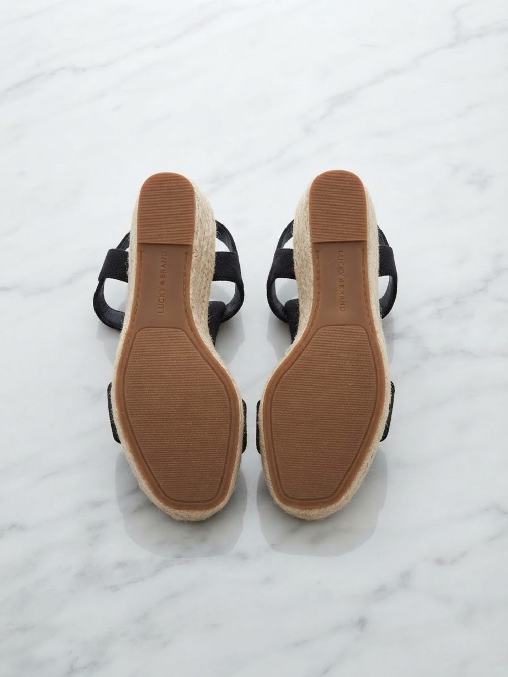 Lucky Brand Black Espadrille Wedge Sandals with T-Strap - Picture 3 of 3